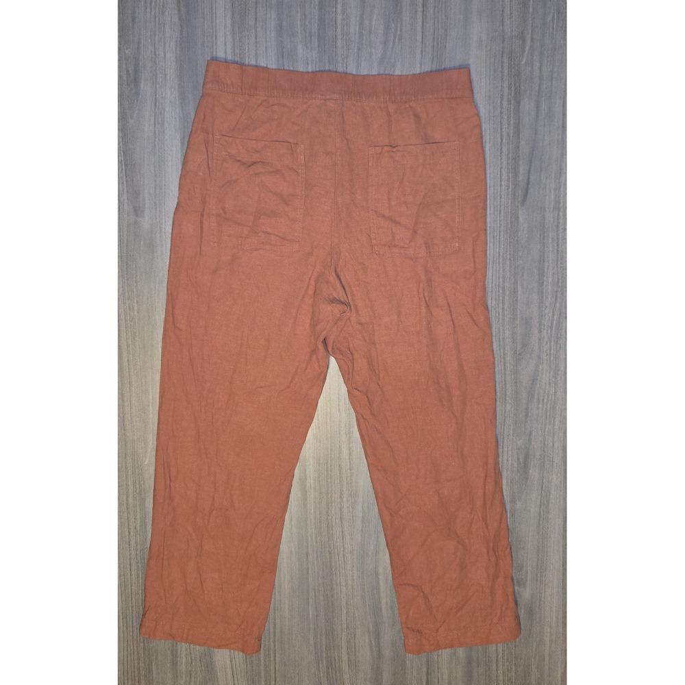 Gap Linen Blend Burnt Orange Pants Pockets Spring Travel Resort Womens Sz L - Picture 2 of 11